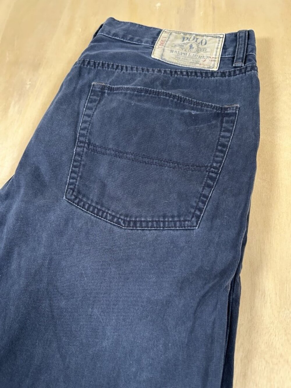Vintage Polo Ralph Lauren Pants 34x30 Straight Navy Blue Trouser Model 41397